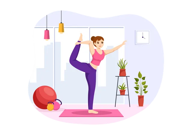 Entrenadora de yoga femenina  Ilustración