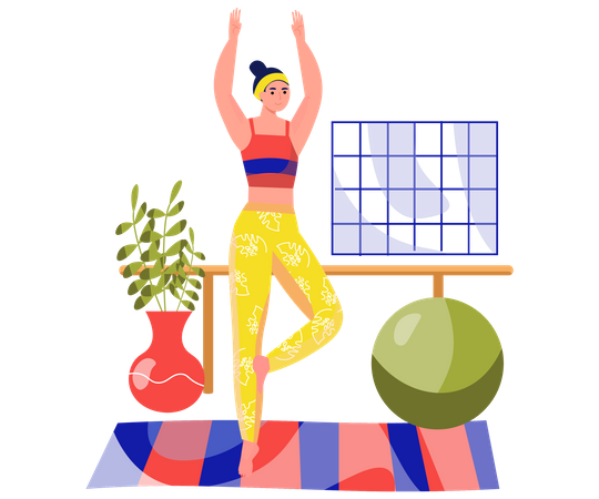 Entrenadora de yoga femenina  Ilustración