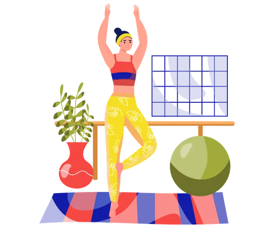 Entrenadora de yoga femenina  Ilustración