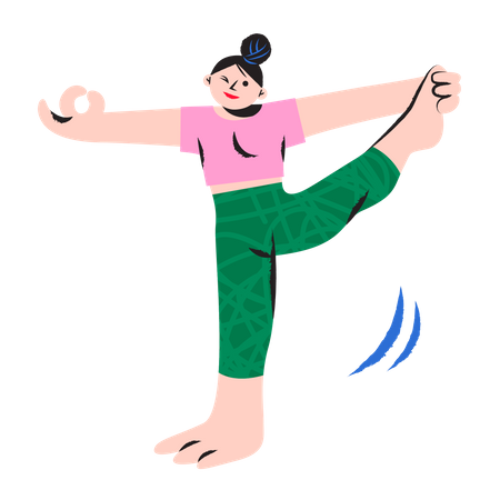 Entrenadora haciendo yoga  Ilustración