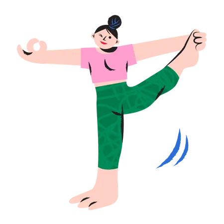 Entrenadora haciendo yoga  Ilustración