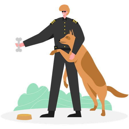 Entrenamiento de perros policía  Ilustración