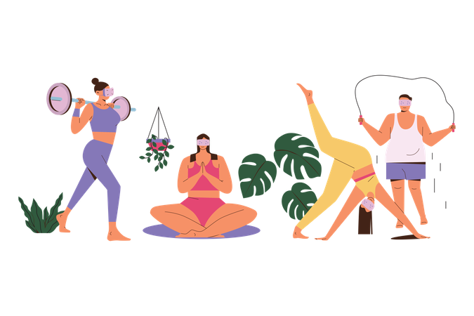 Entrenamiento en línea con realidad virtual  Ilustración