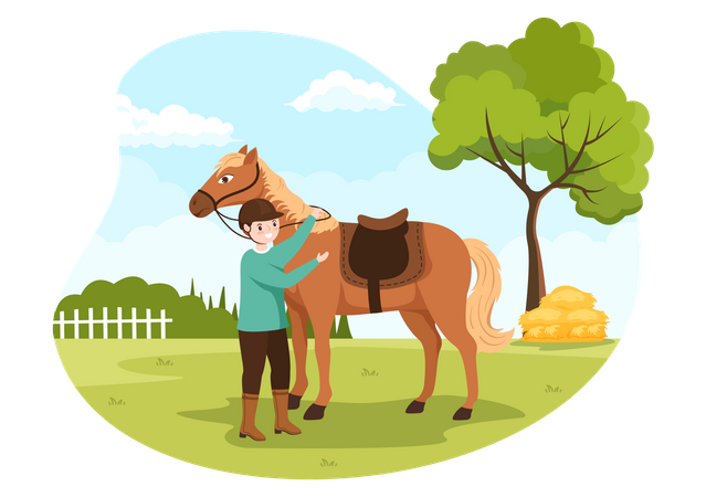 Entrenar a un caballo para competir  Ilustración