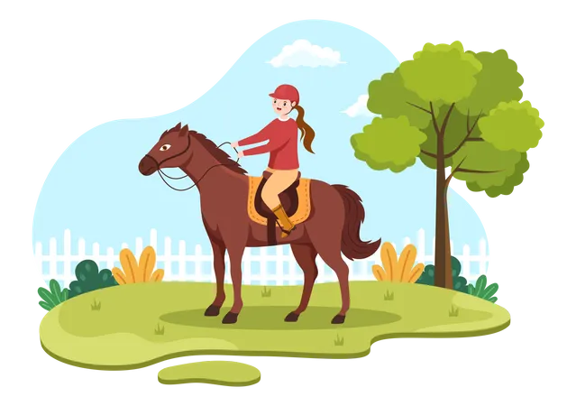 Entrenar a un caballo para competir  Ilustración