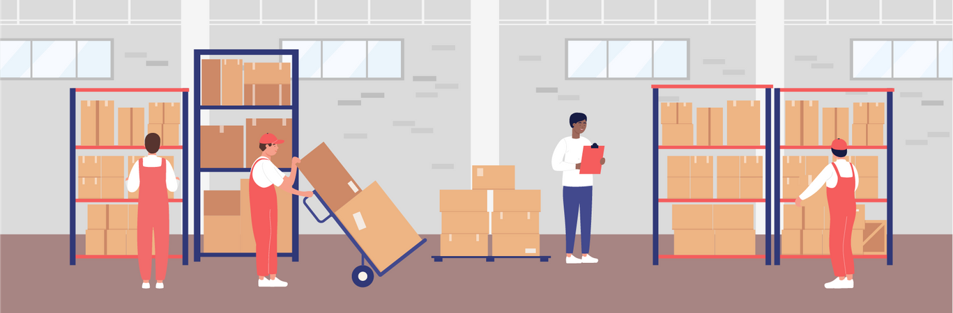 Entrepôt de stockage de marchandises  Illustration