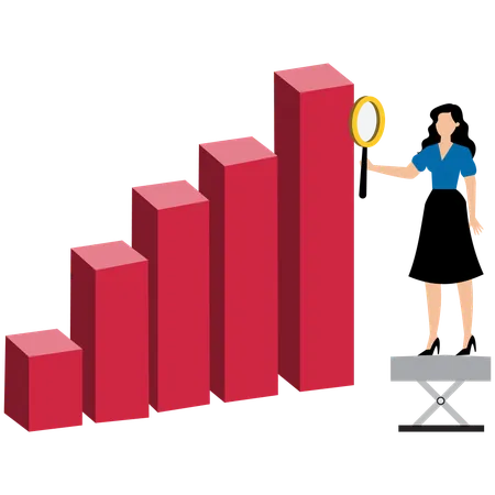 Entrepreneur analysing bar chart for financial Success  Illustration