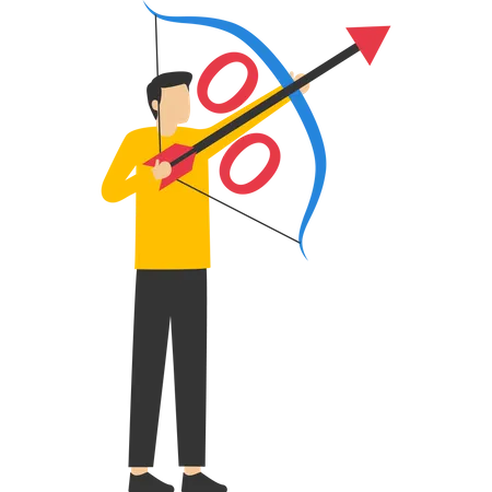 Entrepreneur archer percentage arrow high to sky  Illustration
