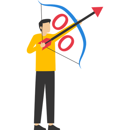 Entrepreneur archer percentage arrow high to sky  Illustration