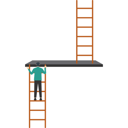 Entrepreneur climbing ladder  イラスト