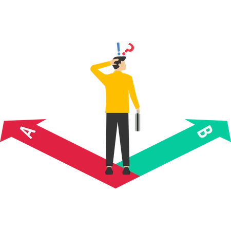The Entrepreneur Decides Between Two Alternatives Choice Decision Making As Two Separate Path Choices To Choose From Business Choice And Dilemma Concept Vector Illustration Business Or Life Illustration