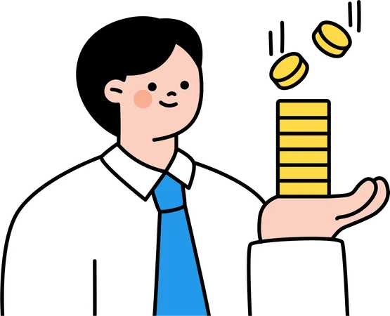 Entrepreneur doing financial management  Illustration