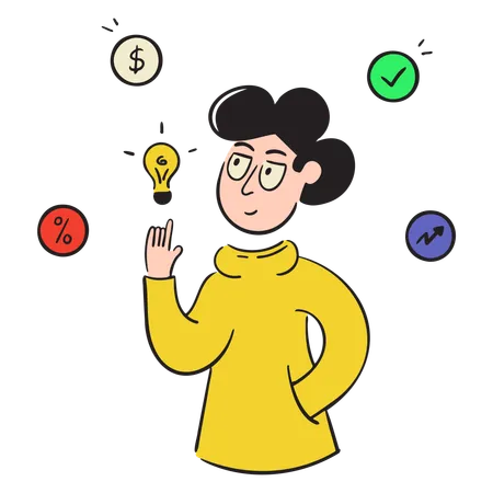 Entrepreneur Gets A Business Idea  Illustration