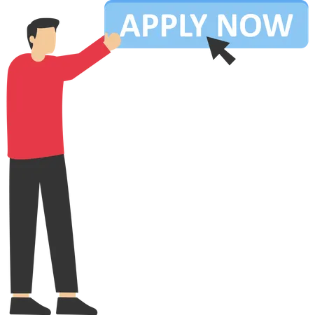 Entrepreneur holding apply now button  Illustration