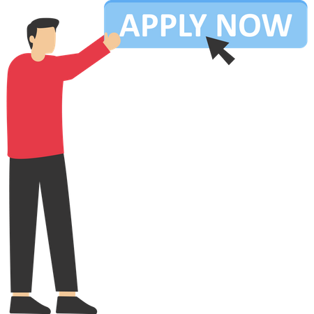 Entrepreneur holding apply now button  Illustration