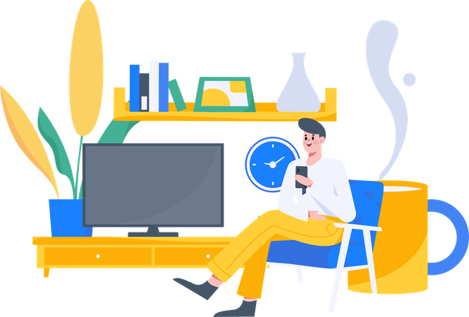 Entrepreneur indépendant travaillant à domicile  Illustration