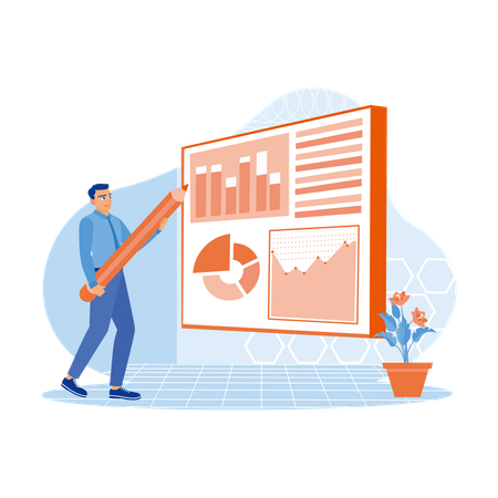 Entrepreneur Showing Sales Data Graph To Investors And Entrepreneurs  Illustration