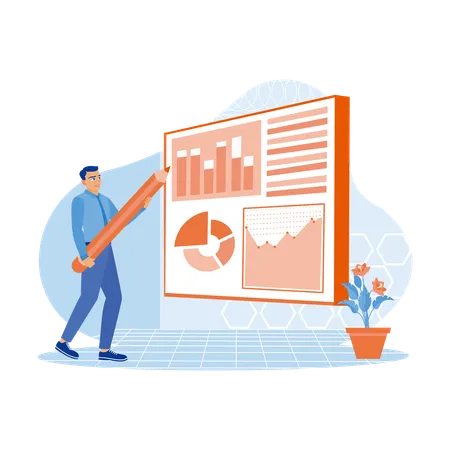 Entrepreneur Showing Sales Data Graph To Investors And Entrepreneurs  Illustration