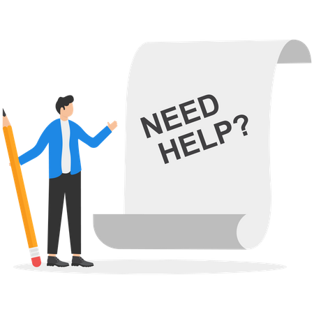 Entrepreneur Thinking About Need Help  Illustration