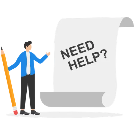 Entrepreneur Thinking About Need Help  Illustration