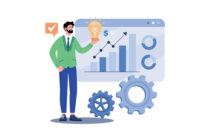 Entrepreneur thinking about new business ideas  Illustration