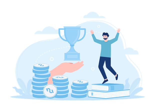 Entrepreneur with his successful business  Illustration