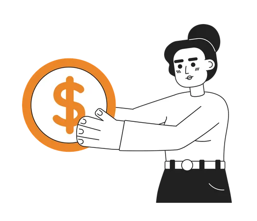 Entrepreneur woman with coin  Illustration