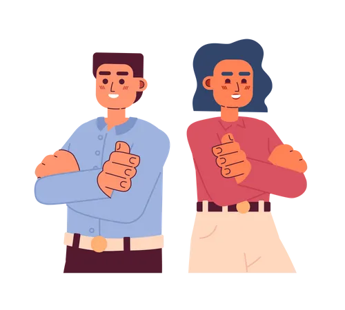 Entrepreneurial Partners Semi Flat Colorful Vector Characters Successful Equal Business Partnership Editable Half Body People On White Simple Cartoon Spot Illustration For Web Graphic Design イラスト