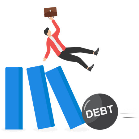 Entrepreneurs go into bankruptcy due to debt  Illustration