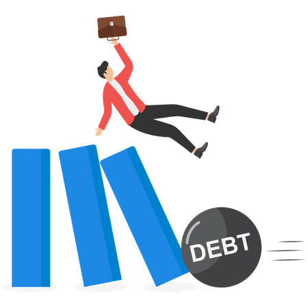 Entrepreneurs go into bankruptcy due to debt  Illustration