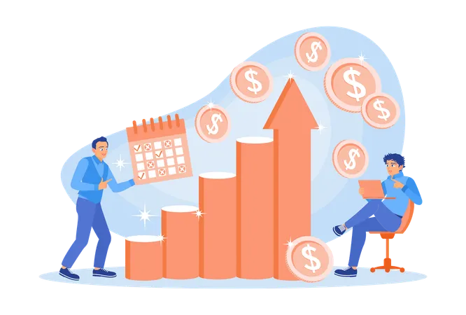 Entrepreneurs Making Business Strategy Plans to Improve Teamwork  Illustration