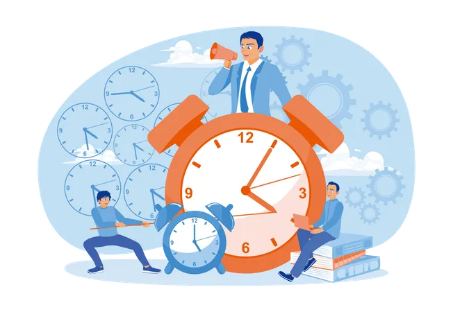 Entrepreneurs manage time and work  Illustration