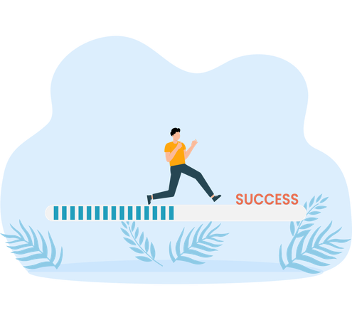 Entrepreneurs running from scratch to success  Illustration