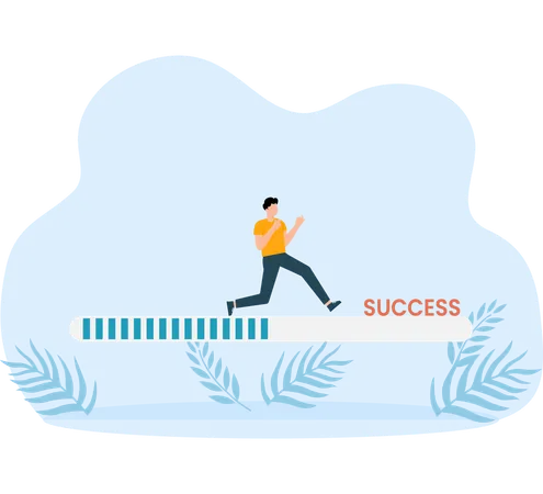 Entrepreneurs running from scratch to success  Illustration