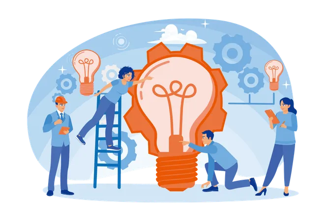 Entrepreneurs work together to achieve innovative ideas  Illustration