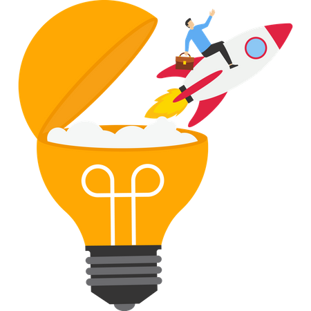 Entrepreneurship innovation to launch new ideas Illustration