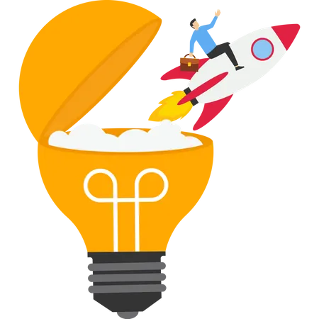 Entrepreneurship innovation to launch new ideas Illustration