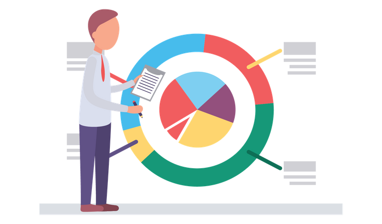 Employé d'affaires faisant une présentation  Illustration