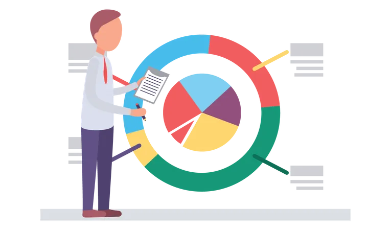 Employé d'affaires faisant une présentation  Illustration