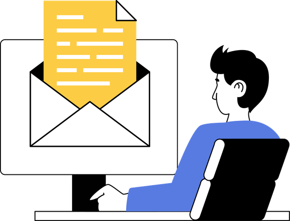 Entreprise envoyant des e-mails en ligne  Illustration