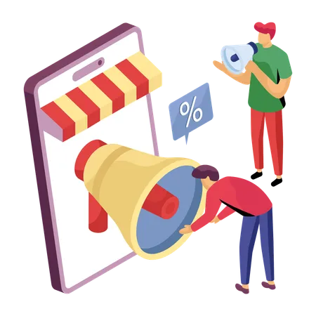 Entreprise faisant du marketing e-commerce  Illustration