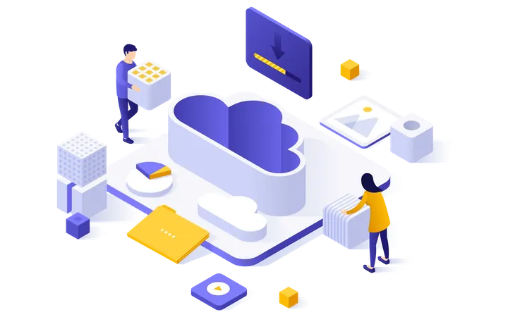 Entreprise utilisant la technologie cloud  Illustration