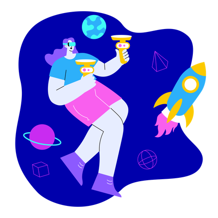 Entretenimiento de juegos VR  Ilustración