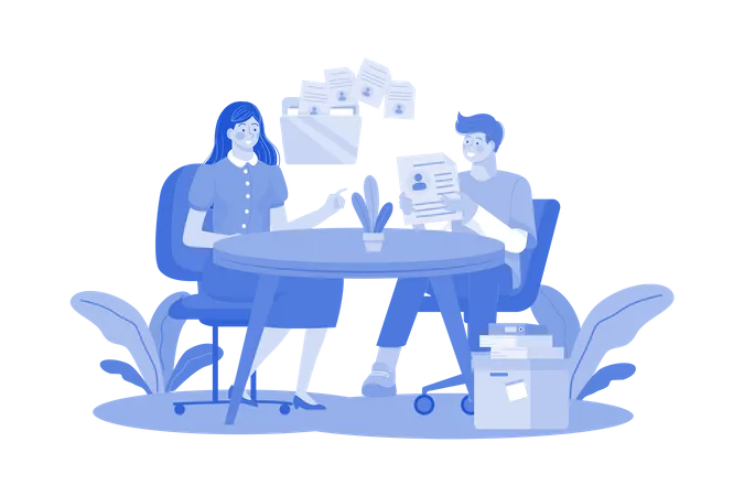 Le responsable des ressources humaines interviewe les candidats  Illustration