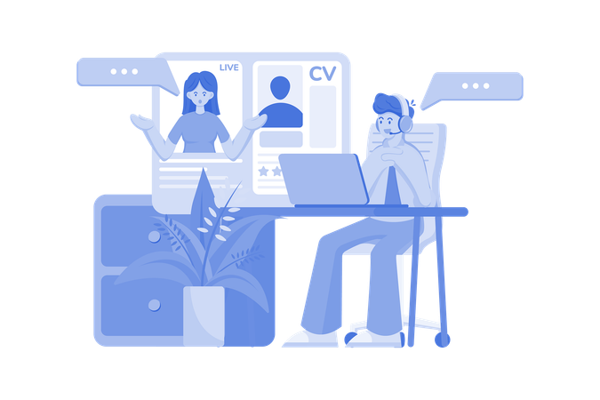 Entrevista de emprego on-line  Ilustração