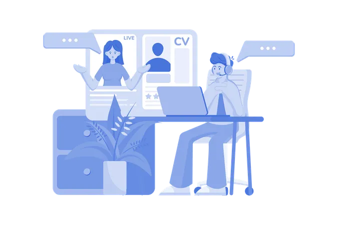 Entrevista de emprego on-line  Ilustração