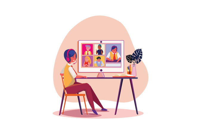 Entrevista de trabajo en línea  Ilustración