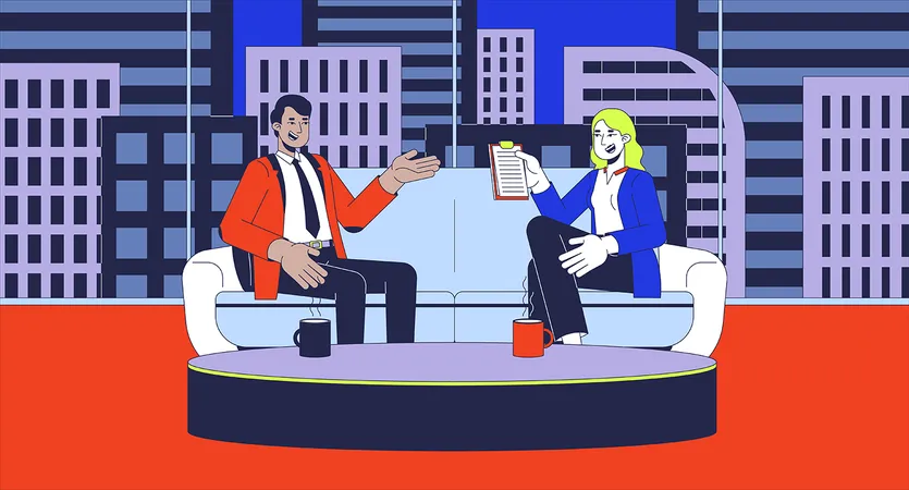 Programa de entrevistas na TV  Ilustração