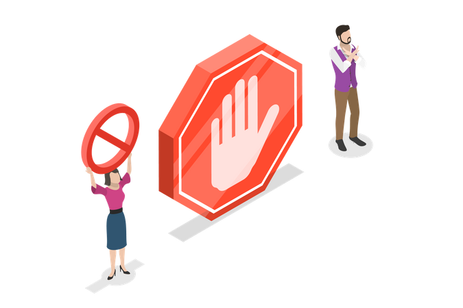 Entry prohibited for authorized personnel online  Illustration