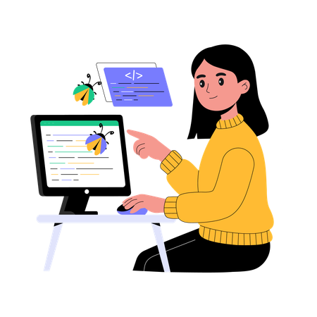 Entwickler beim Code-Debugging  Illustration